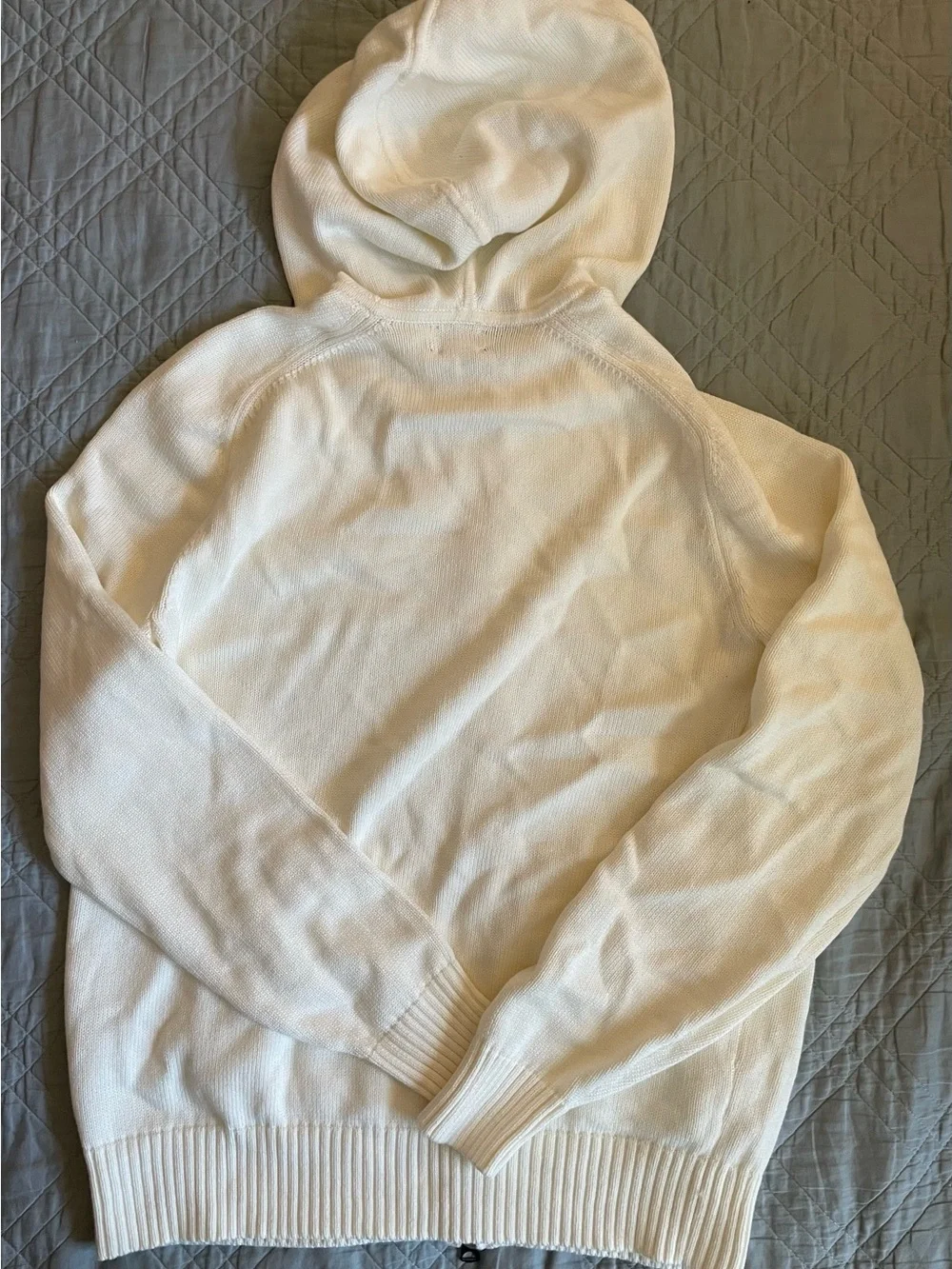 J. CREW Heritage cotton hooded full-zip sweater in Ivory Size S NWT $128 CT606